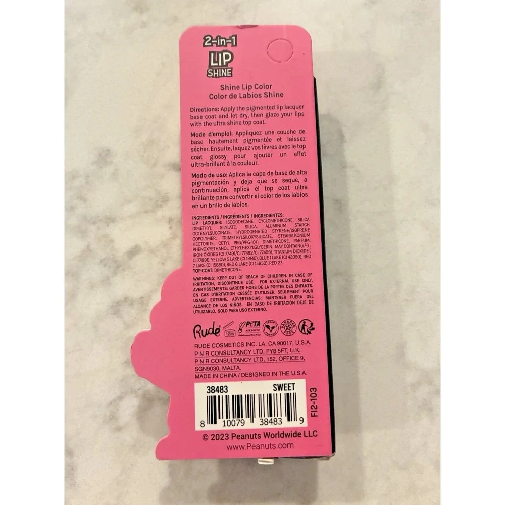 Rude Cosmetics x Peanuts Sally 2-in-1 Lip Shine Matte & Gloss NEW IN BOX